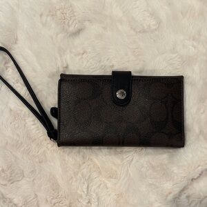 Coach Brown and Black Wristlet Wallet!  Beautiful! Clean inside and out!